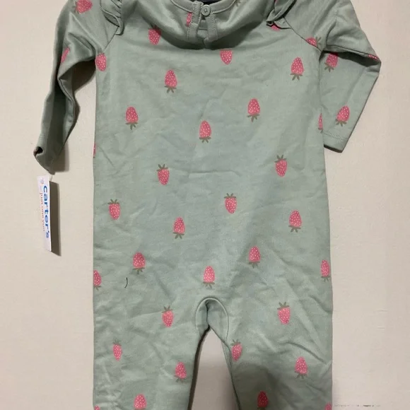 Carter's Mint and Pink Strawberry Bodysuit - Picture 2 of 4